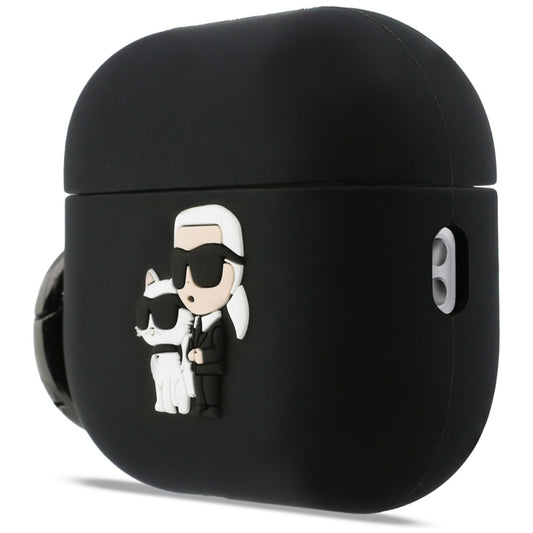 Custodia Karl Lagerfeld Silicone Karl & Choupette 3D per Apple AirPods Pro 3, Nera
