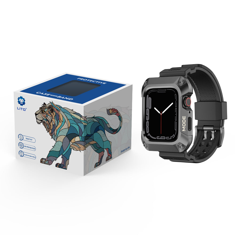 Lito RuggedArmor Strap for Apple Watch 44mm Series, Gray