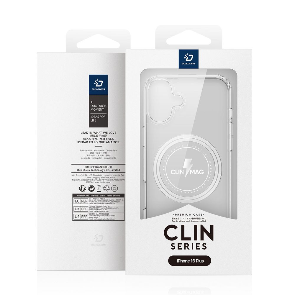 Custodia MagSafe per Apple iPhone 16 Plus, DUX DUCIS, Clin, Trasparente