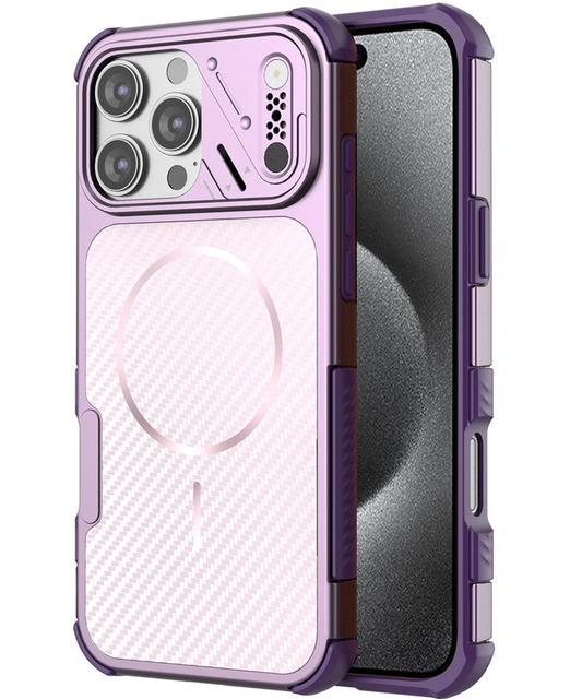 Custodia MagSafe per Apple iPhone 16 Pro, OEM, Protezione in Carbonio e Angoli, Viola