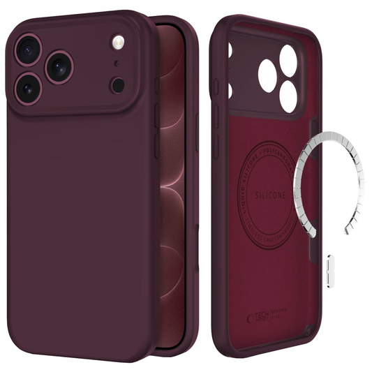Custodia MagSafe per Apple iPhone 18 Pro / 17 Pro, Tech-Protect, silicone, bordeaux