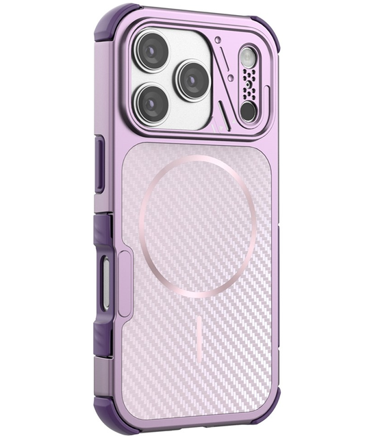 Custodia MagSafe per Apple iPhone 18 Pro / 17 Pro, OEM, Protezione in Carbonio e Angoli, Viola