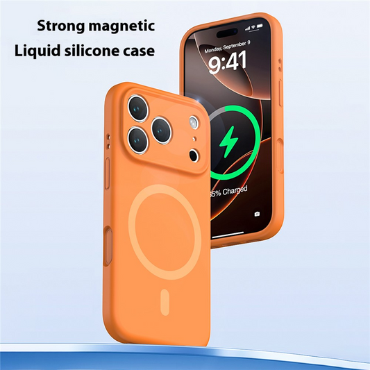 Custodia MagSafe per Apple iPhone 17 Pro Max, OEM, Silicone Liquido, Arancione