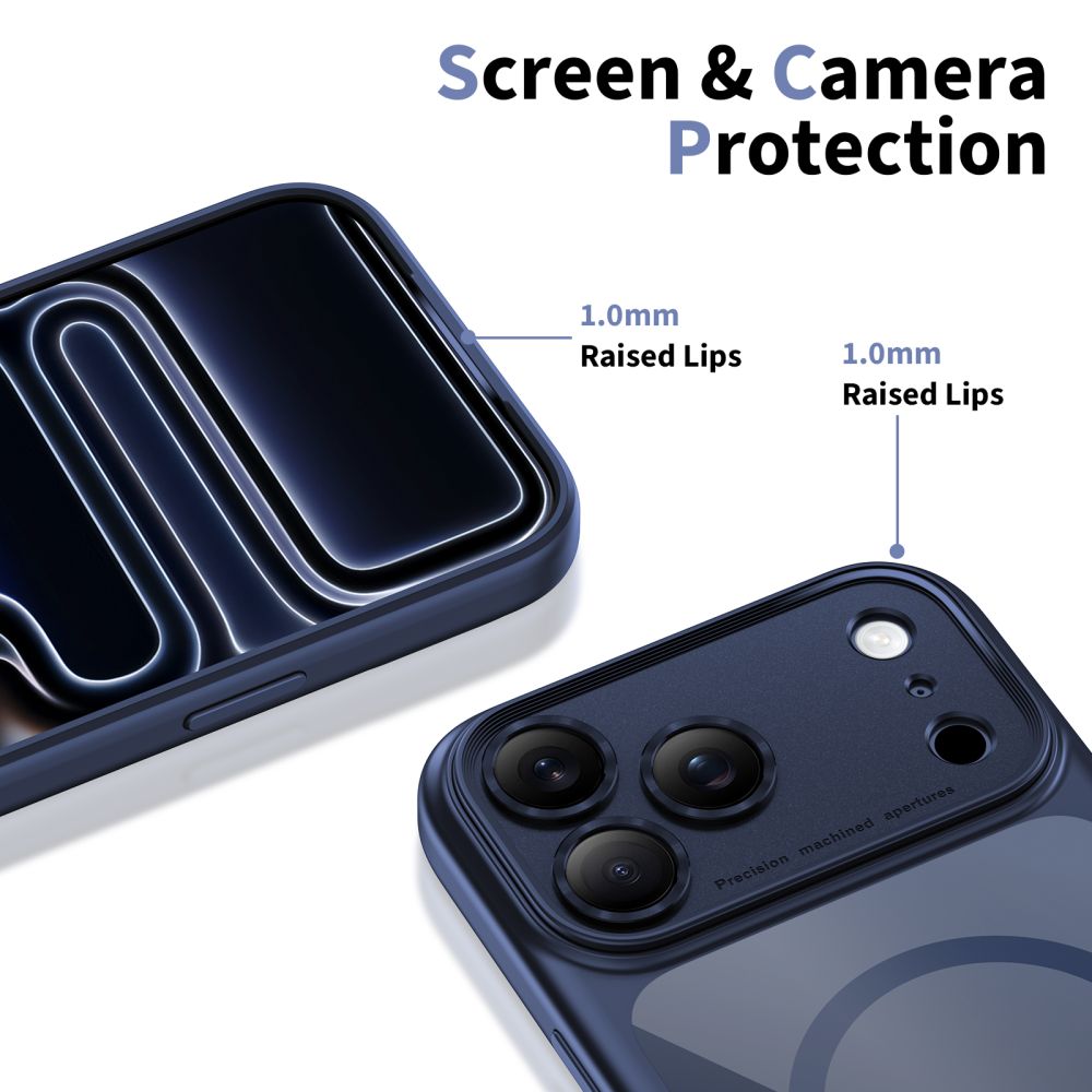 Custodia MagSafe per Apple iPhone 17 Pro Max, Tech-Protect, MagPeak, Blu Navy