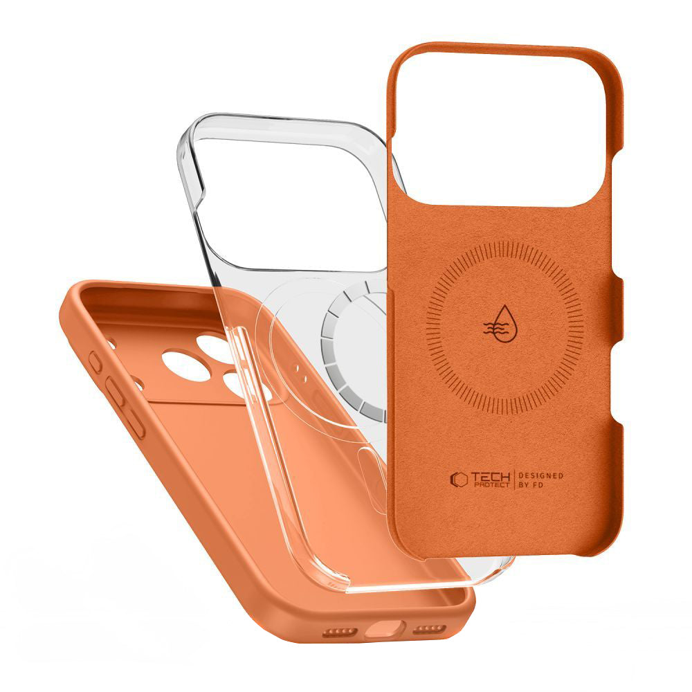 Custodia MagSafe per Apple iPhone 17 Pro Max, Tech-Protect, Silicone, Arancione