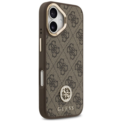 Custodia MagSafe per Apple iPhone 17, Guess, 4G Strass Logo con Grande Cinturino, Marrone, Resigillata