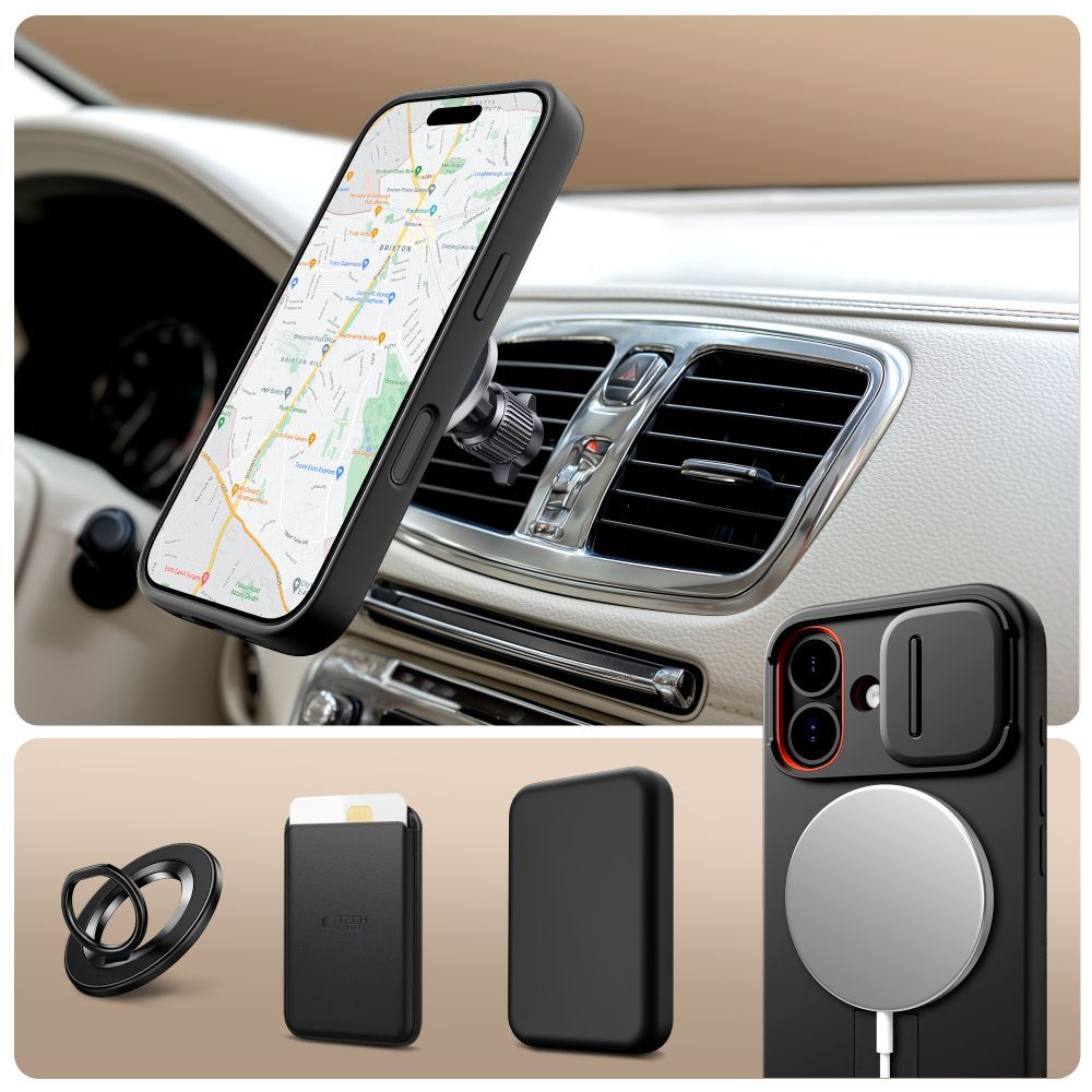 Custodia MagSafe per Apple iPhone 17, Tech-Protect, Kevlar Aura, Nera
