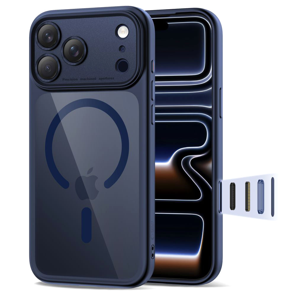 Custodia MagSafe per Apple iPhone 17 Pro Max, Tech-Protect, MagPeak, Blu Navy