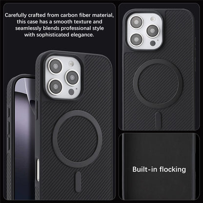 Custodia MagSafe per Apple iPhone 16 Pro, OEM, Anello in Metallo Carbonio, Nera