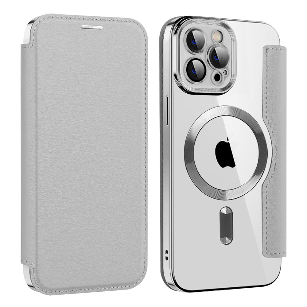 Custodia MagSafe per Apple iPhone 11 Pro Max, Techsuit, SmartMag Book, Grigio