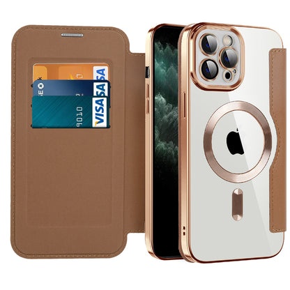 MagSafe Case for Apple iPhone 11 Pro Max, Techsuit, SmartMag Book, Brown