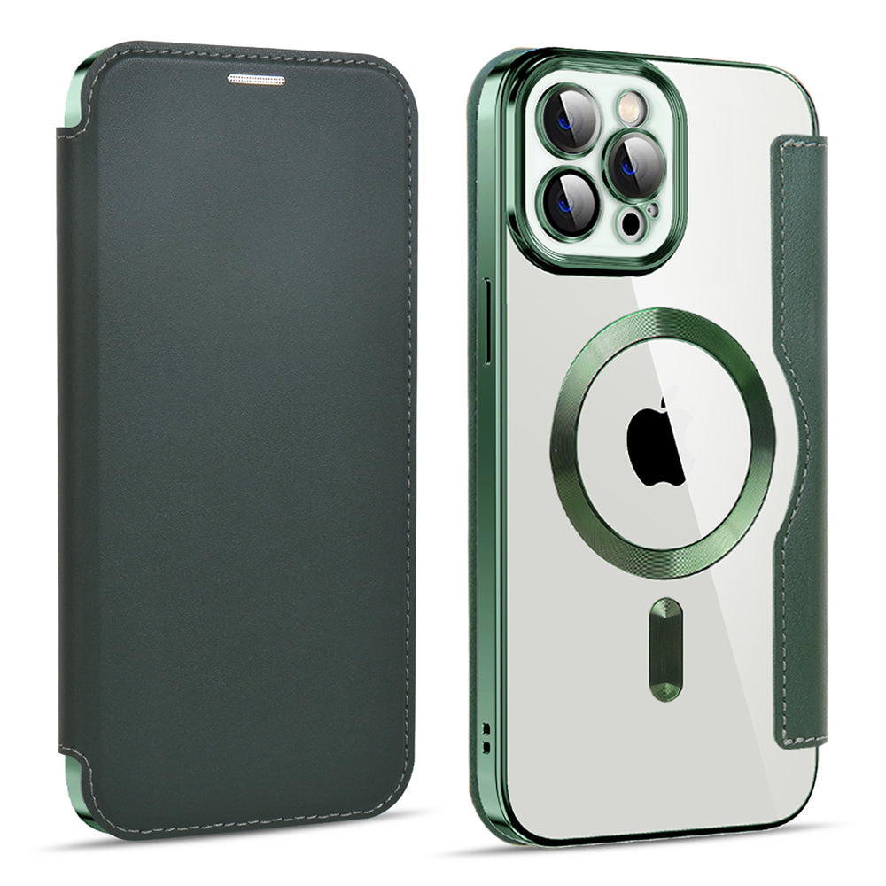 Custodia MagSafe per Apple iPhone 11 Pro Max, Techsuit, SmartMag Book, Verde