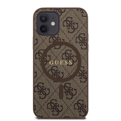 MagSafe Case for Apple iPhone 12 / 12 Pro, Guess, 4G Ring Classic Logo, Brown