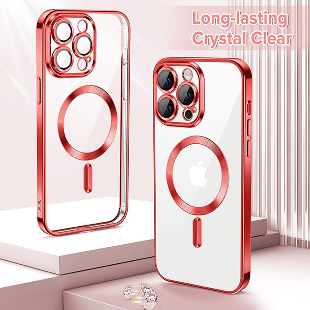 MagSafe Case for Apple iPhone 12 Pro Max, Techsuit, Luxury Crystal, Red