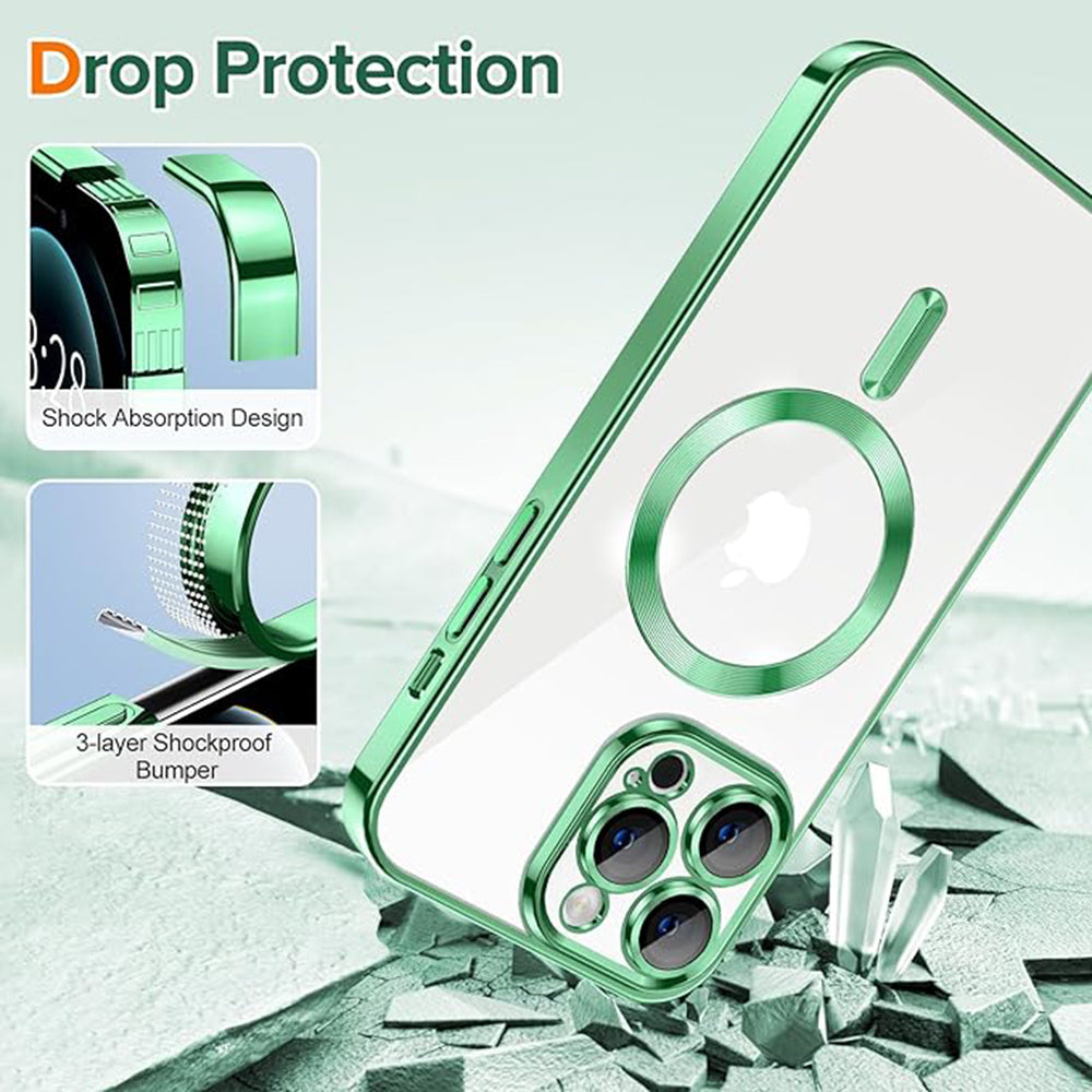 Custodia MagSafe per Apple iPhone 12 Pro Max, Techsuit, Luxury Crystal, Verde Chiaro