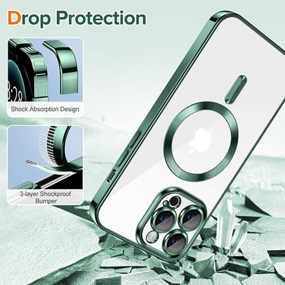 Custodia MagSafe per Apple iPhone 12 Pro Max, Techsuit, Luxury Crystal, Verde Scuro