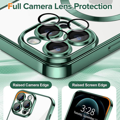 Custodia MagSafe per Apple iPhone 12 Pro Max, Techsuit, Luxury Crystal, Verde Scuro