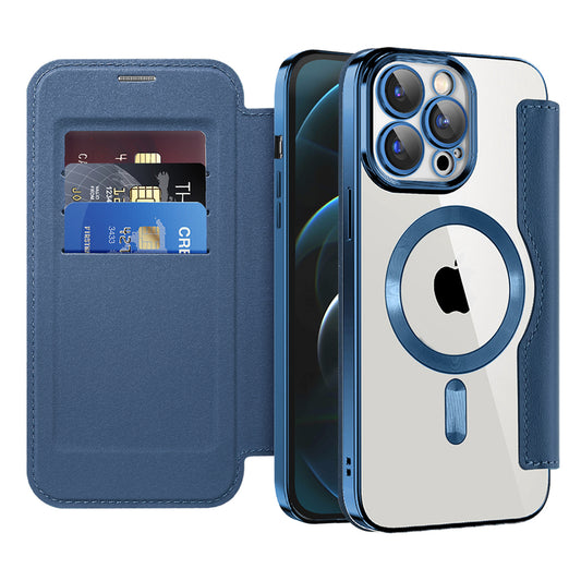 Custodia MagSafe per Apple iPhone 12 Pro Max, Techsuit, SmartMag Book, Blu