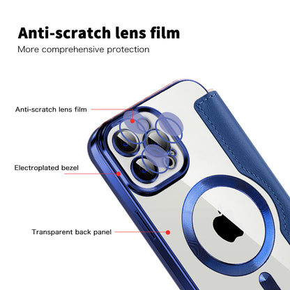 Custodia MagSafe per Apple iPhone 12 Pro Max, Techsuit, SmartMag Book, Blu