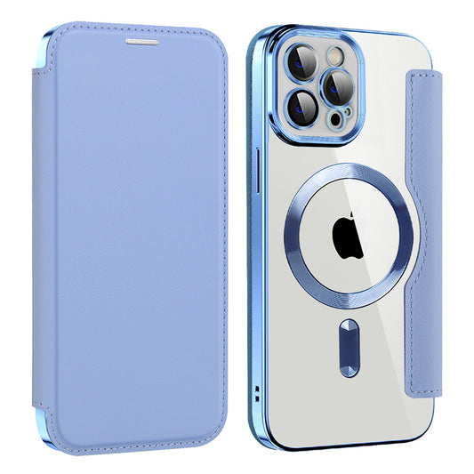 Custodia MagSafe per Apple iPhone 12 Pro Max, Techsuit, SmartMag Book, Blu