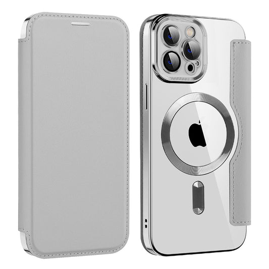 Custodia MagSafe per Apple iPhone 12 Pro Max, Techsuit, SmartMag Book, Grigio