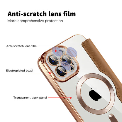 Custodia MagSafe per Apple iPhone 12 Pro Max, Techsuit, SmartMag Book, Marrone