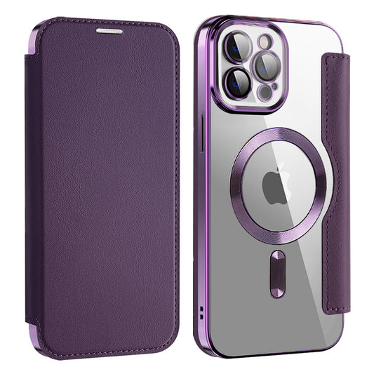 Custodia MagSafe per Apple iPhone 12 Pro Max, Techsuit, SmartMag Book, Viola