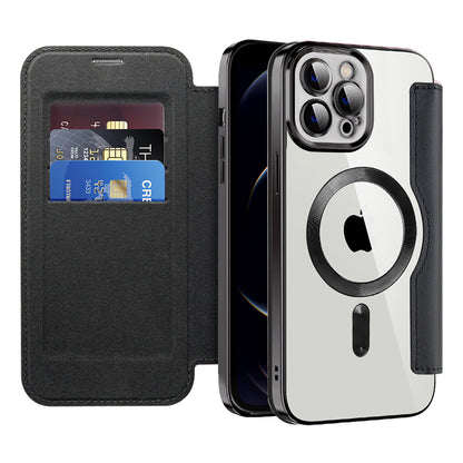 Custodia MagSafe per Apple iPhone 12 Pro Max, Techsuit, SmartMag Book, Nera