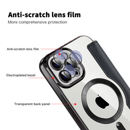 Custodia MagSafe per Apple iPhone 12 Pro Max, Techsuit, SmartMag Book, Nera