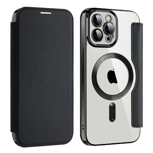Custodia MagSafe per Apple iPhone 12 Pro Max, Techsuit, SmartMag Book, Nera