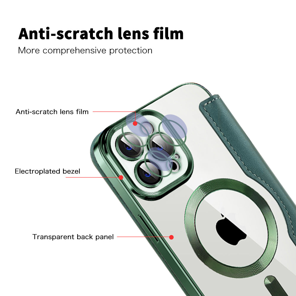 Custodia MagSafe per Apple iPhone 12 Pro Max, Techsuit, SmartMag Book, Verde
