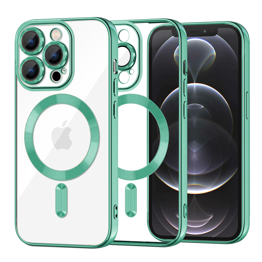 Custodia MagSafe per Apple iPhone 12 Pro, Techsuit, Luxury Crystal, Verde Chiaro