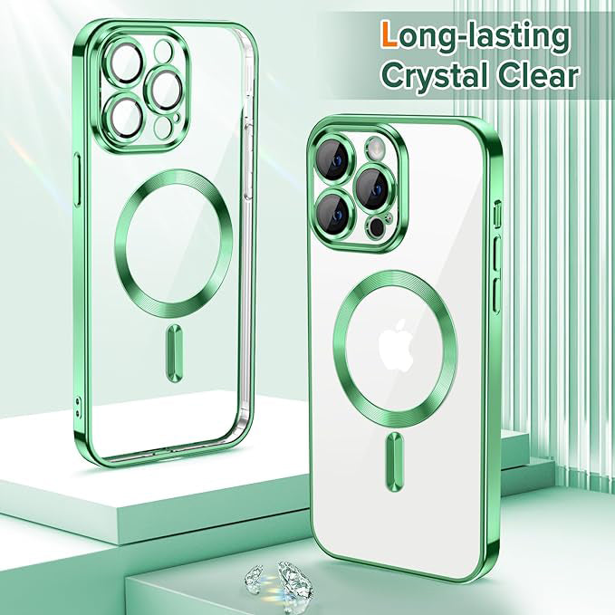 Custodia MagSafe per Apple iPhone 12 Pro, Techsuit, Luxury Crystal, Verde Chiaro