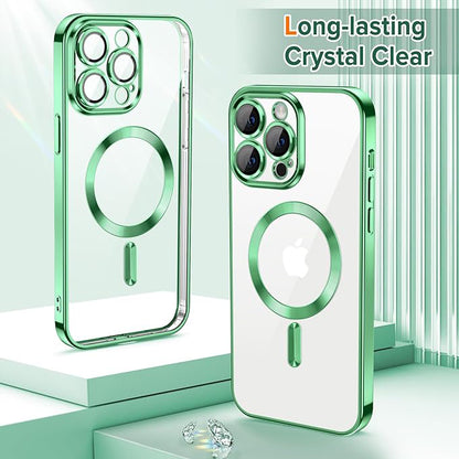 Custodia MagSafe per Apple iPhone 12 Pro, Techsuit, Luxury Crystal, Verde Chiaro