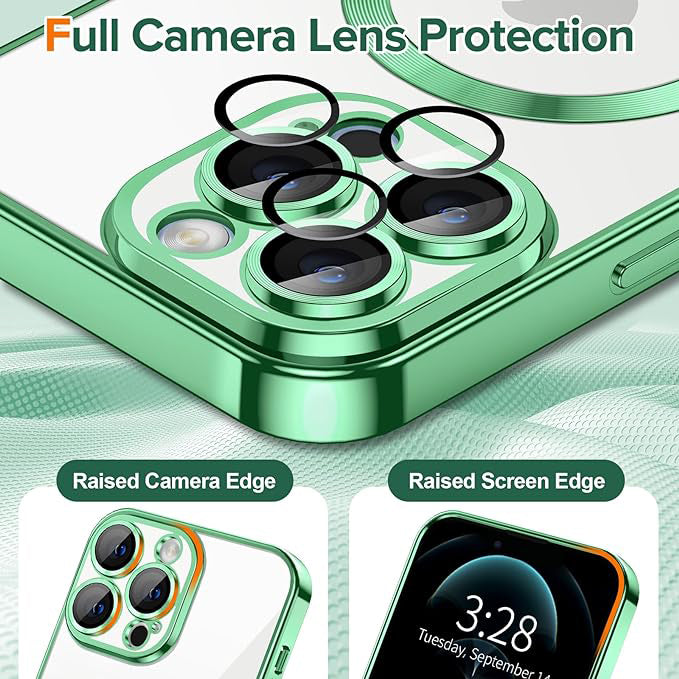 Custodia MagSafe per Apple iPhone 12 Pro, Techsuit, Luxury Crystal, Verde Chiaro
