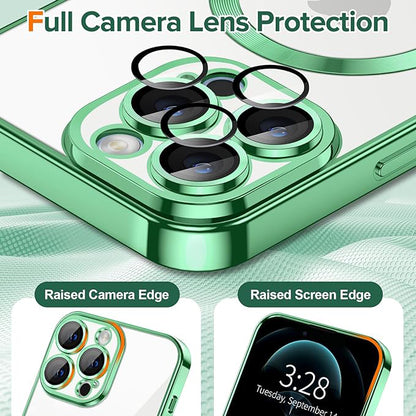 Custodia MagSafe per Apple iPhone 12 Pro, Techsuit, Luxury Crystal, Verde Chiaro