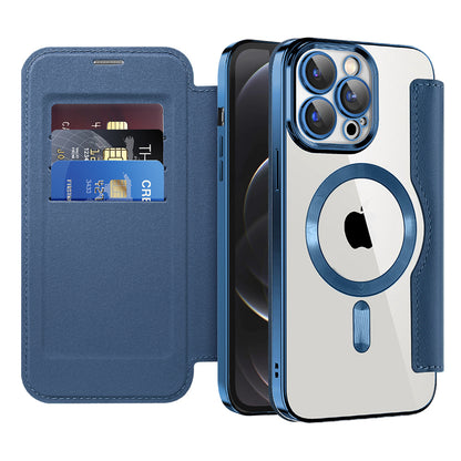 Custodia MagSafe per Apple iPhone 12 Pro, Techsuit, SmartMag Book, Blu