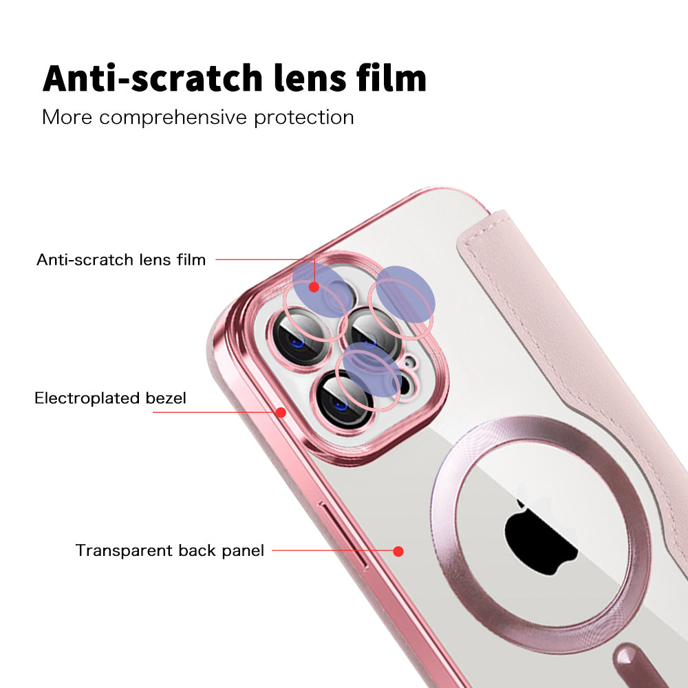 Custodia MagSafe per Apple iPhone 12 Pro, Techsuit, SmartMag Book, Rosa