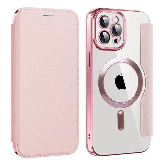 Custodia MagSafe per Apple iPhone 12 Pro, Techsuit, SmartMag Book, Rosa