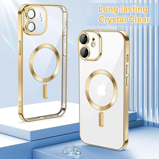 Custodia MagSafe per Apple iPhone 12, Techsuit, Luxury Crystal, Dorata