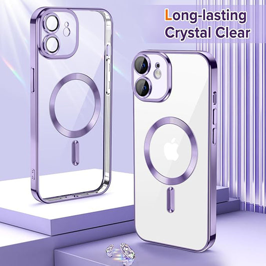 Custodia MagSafe per Apple iPhone 12, Techsuit, Luxury Crystal, Viola Chiaro