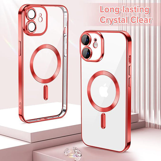 Custodia MagSafe per Apple iPhone 12, Techsuit, Luxury Crystal, Rossa