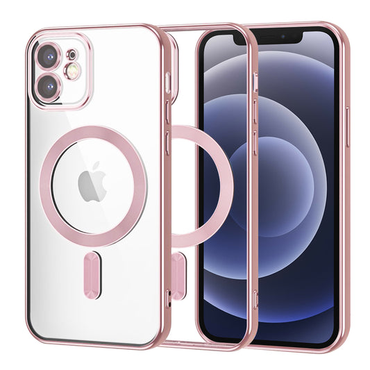 Custodia MagSafe per Apple iPhone 12, Techsuit, Luxury Crystal, Rosa