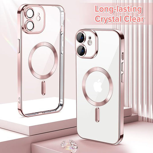 Custodia MagSafe per Apple iPhone 12, Techsuit, Luxury Crystal, Rosa