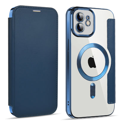 Custodia MagSafe per Apple iPhone 12, Techsuit, SmartMag Book, Blu