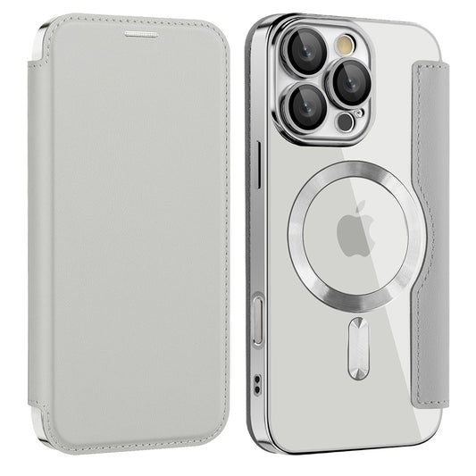 Custodia MagSafe per Apple iPhone 12, Techsuit, SmartMag Book, Grigio