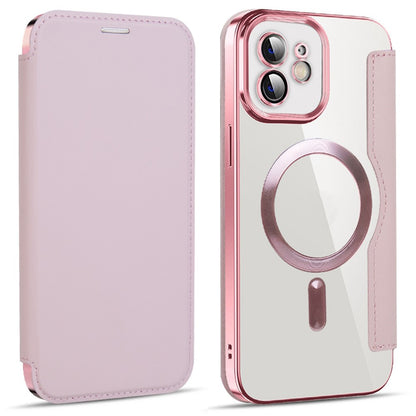 Custodia MagSafe per Apple iPhone 12, Techsuit, SmartMag Book, Rosa
