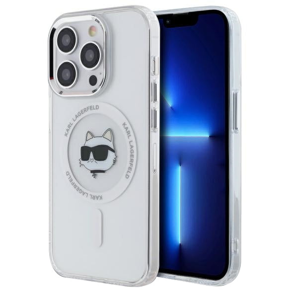 Custodia MagSafe per Apple iPhone 13 Pro Max, Karl Lagerfeld, IML Metal Choupette's Head, Bianca