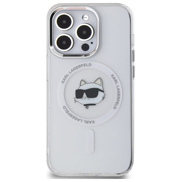 Custodia MagSafe per Apple iPhone 13 Pro Max, Karl Lagerfeld, IML Metal Choupette's Head, Bianca