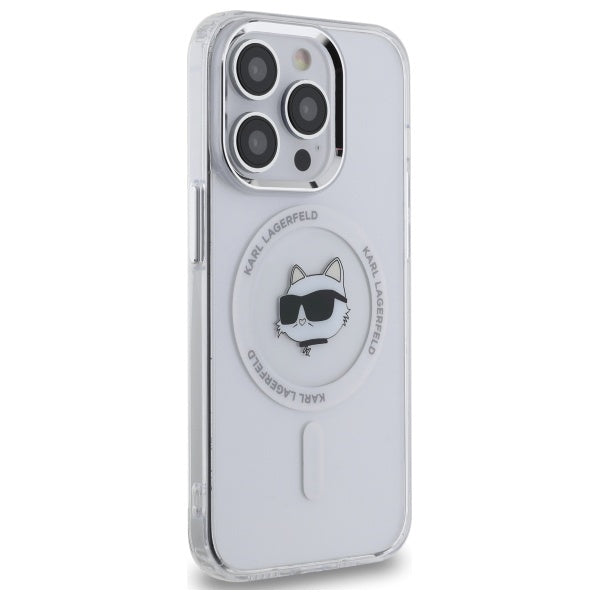 Custodia MagSafe per Apple iPhone 13 Pro Max, Karl Lagerfeld, IML Metal Choupette's Head, Bianca